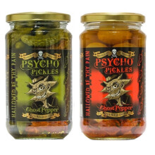 Psycho Pickles Ghost Pepper Chilli Gherkins & Onions Combo 2 x 450g