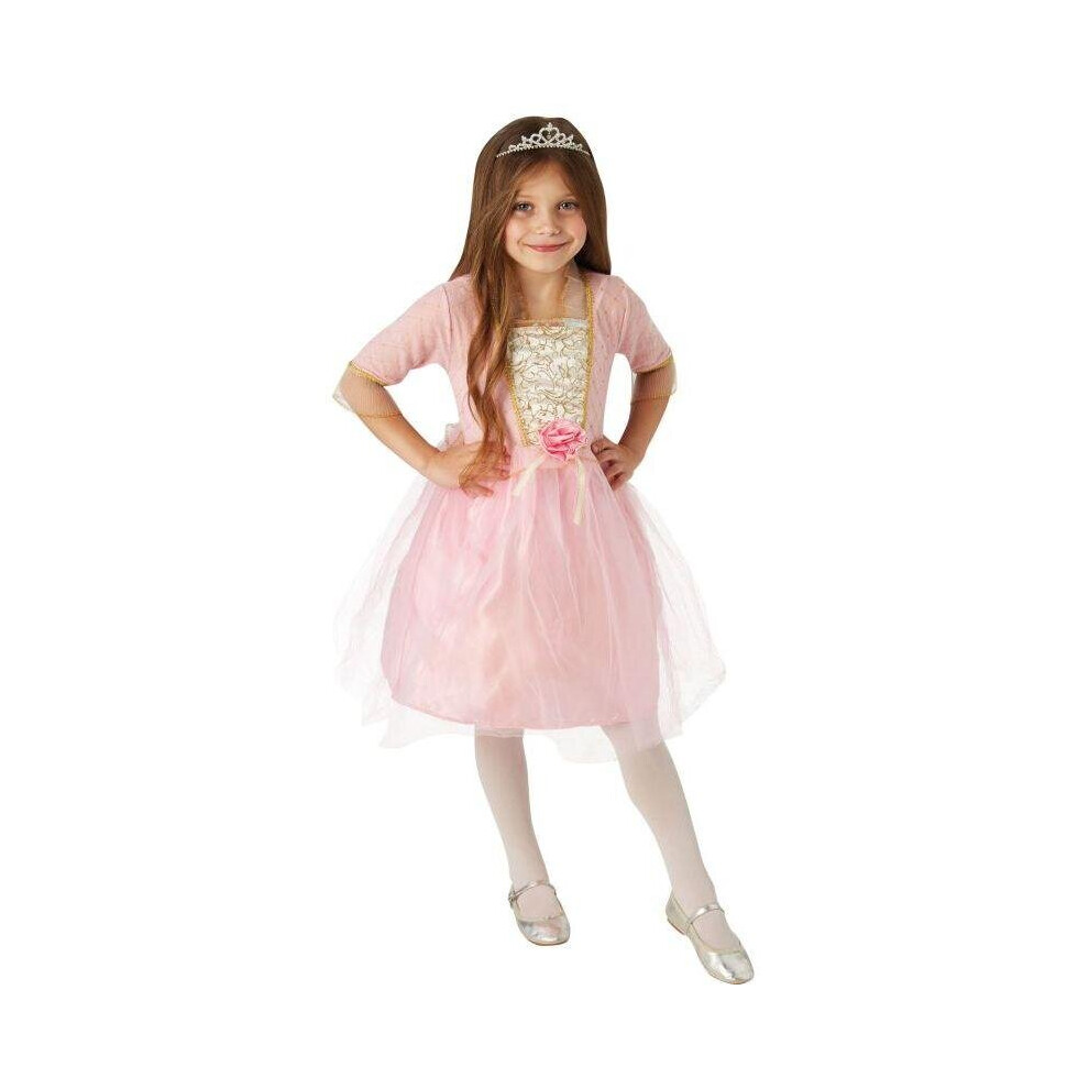 (Small) Childs Rose Princess Costume With Fiber Optic Light Twinkle Skirt