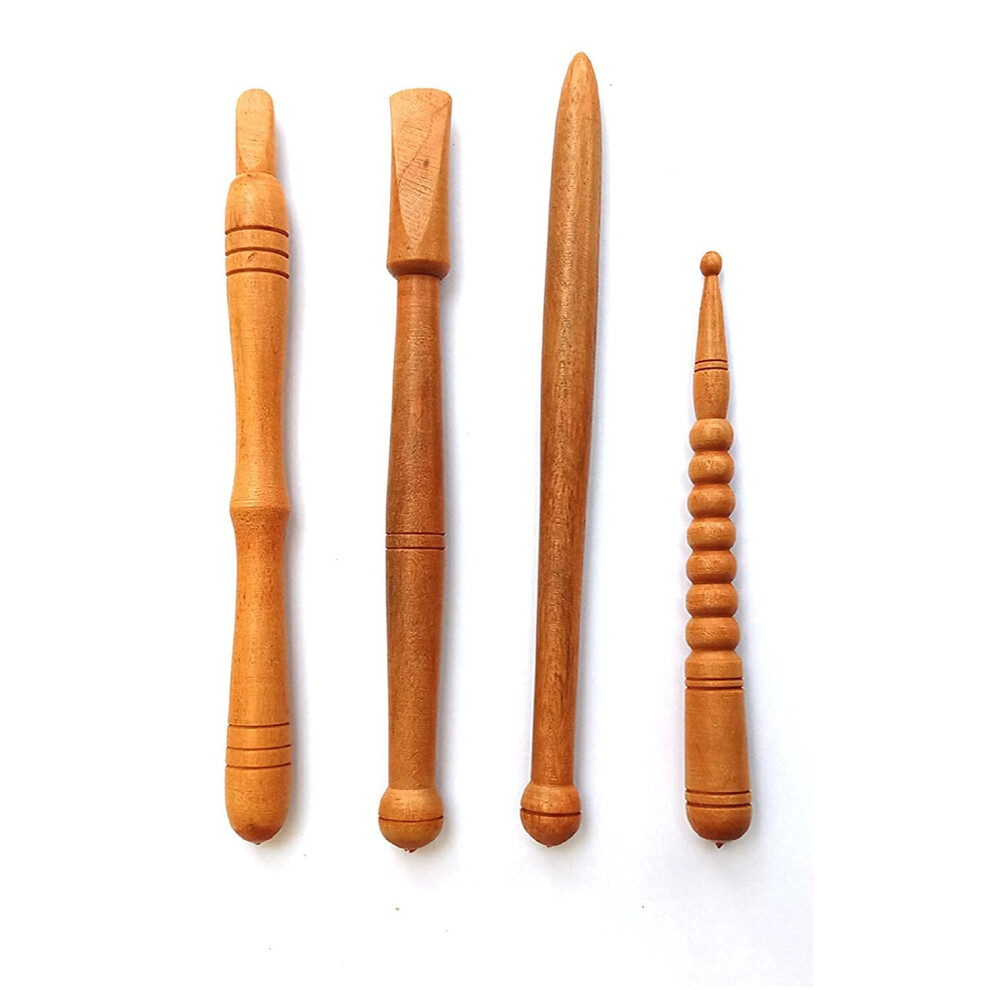Acupressure Jimmy Wooden Stick Slim Set of 4 Thai Traditional Foot Reflexology tools