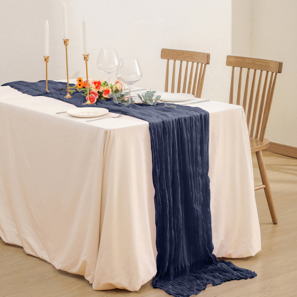 (Navy Blue, 10pcs) Time to Sparkle Cheesecloth Table Runner Semi-Sheer Gauze Table Runner Dinning Table Wedding Decoration-image-OPC-PBB7RMM-NEW