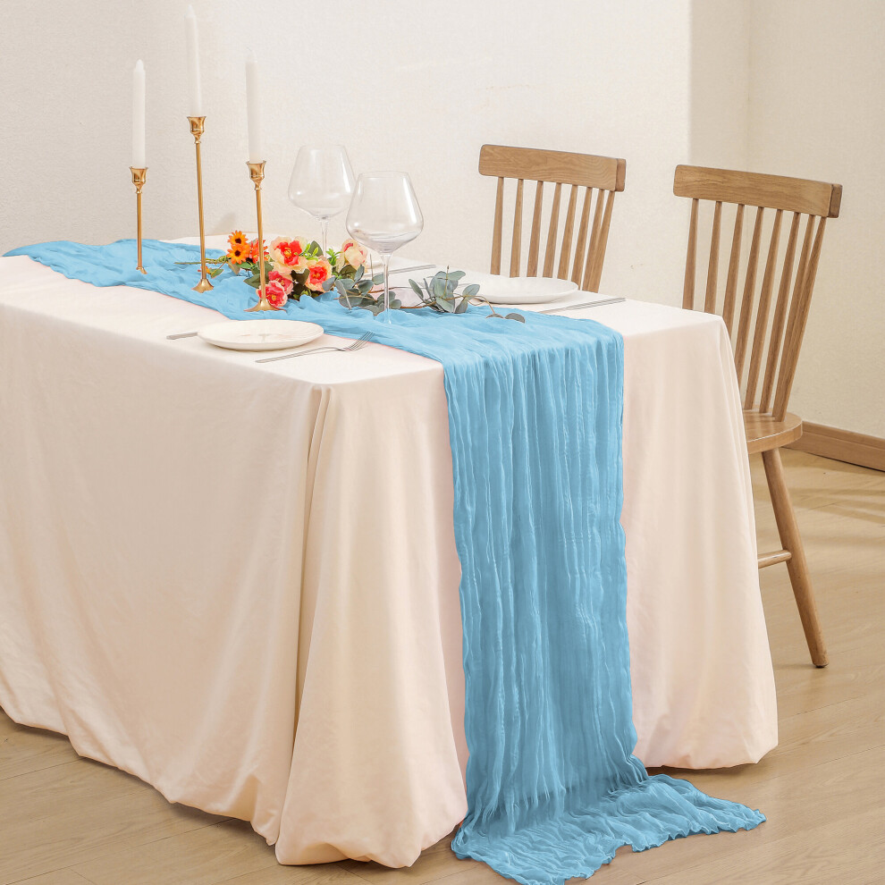 (Baby Blue, 1pc) Time to Sparkle Cheesecloth Table Runner Semi-Sheer Gauze Table Runner Dinning Table Wedding Decoration-image-OPC-PBB7RK7-NEW