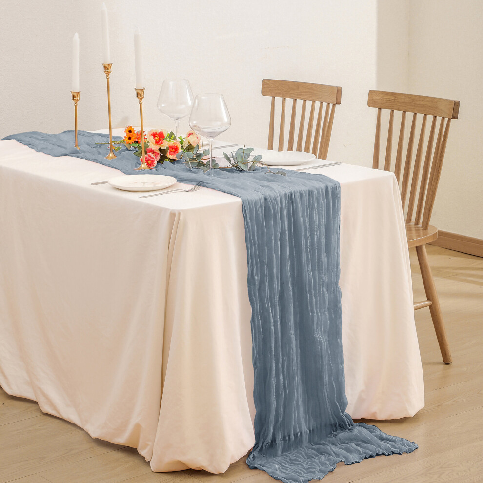 (Smoke Blue, 2pcs) Time to Sparkle Cheesecloth Table Runner Semi-Sheer Gauze Table Runner Dinning Table Wedding Decoration-image-OPC-PBB7RP2-NEW