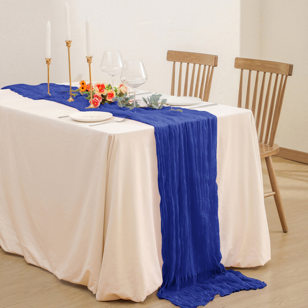 (Royal Blue, 5pcs) Time to Sparkle Cheesecloth Table Runner Semi-Sheer Gauze Table Runner Dinning Table Wedding Decoration-image-OPC-PBB7RNN-NEW