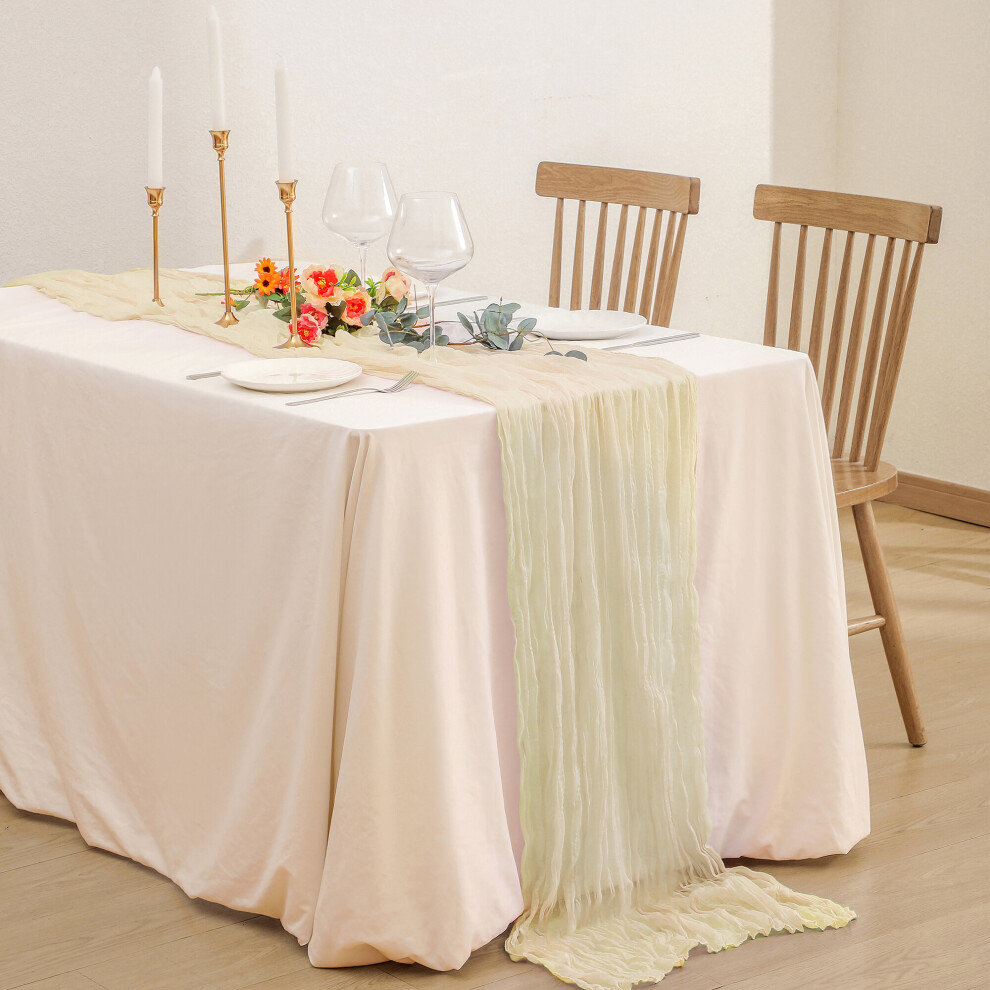 (Ivory, 5pcs) Time to Sparkle Cheesecloth Table Runner Semi-Sheer Gauze Table Runner Dinning Table Wedding Decoration-image-OPC-PBB7RMD-NEW