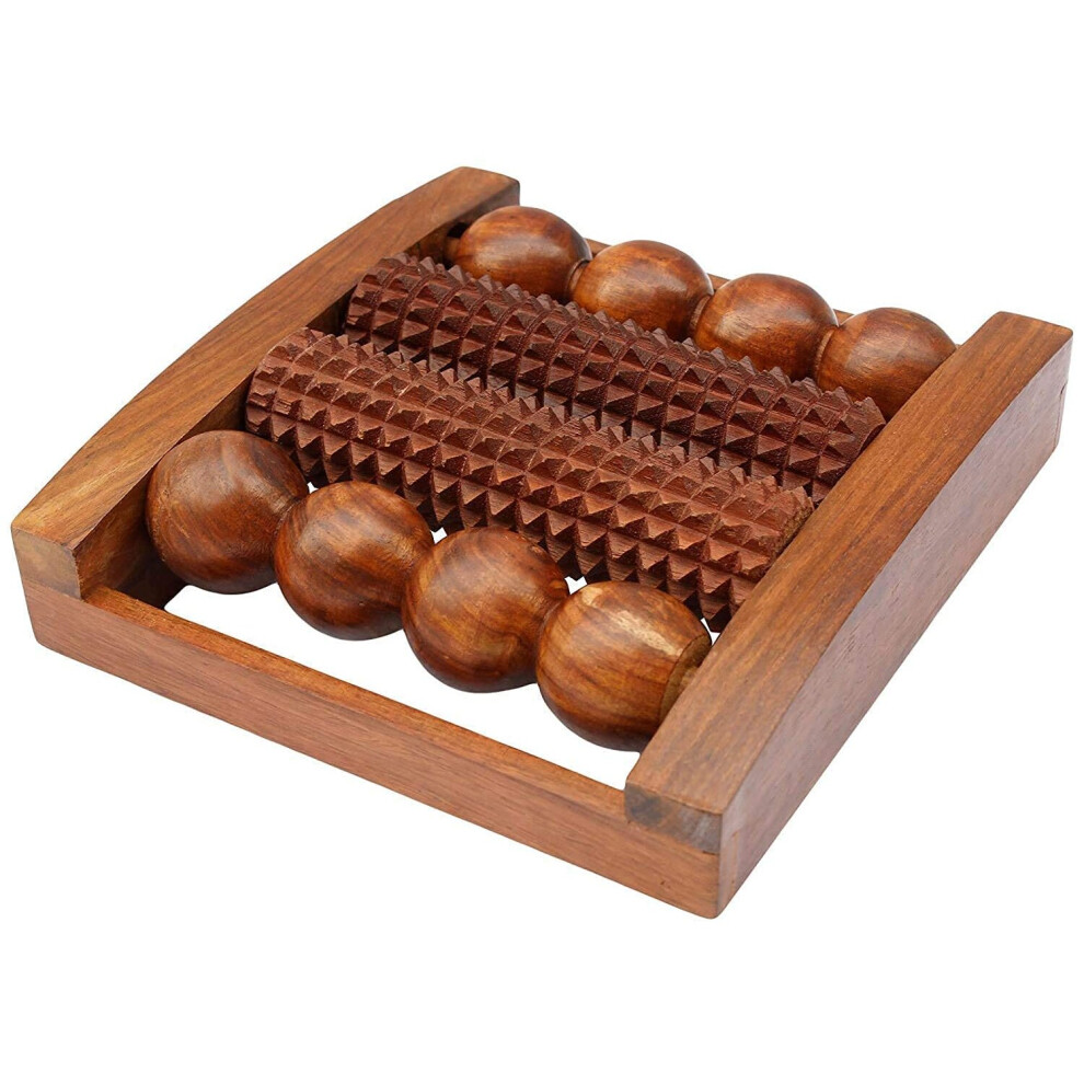 4 ROLLER WOODEN FOOT MASSAGER ACUPRESSURE