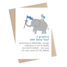 A New Baby Boy Don't Worry Greeting Card by Dandelion Stationery Cards