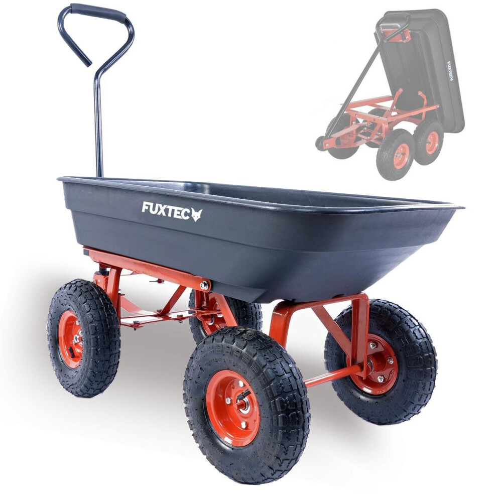 FUXTEC garden tipper cart - comfortable handlebar and rubber grip - Max. high load: 300 kg