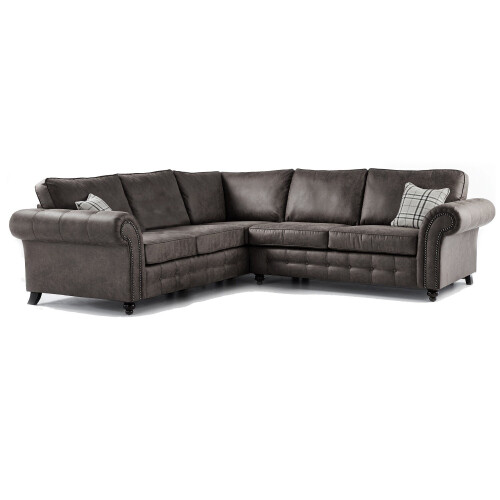 (Charcoal) Oakland Large Leather Corner Sofa - 2 Colours