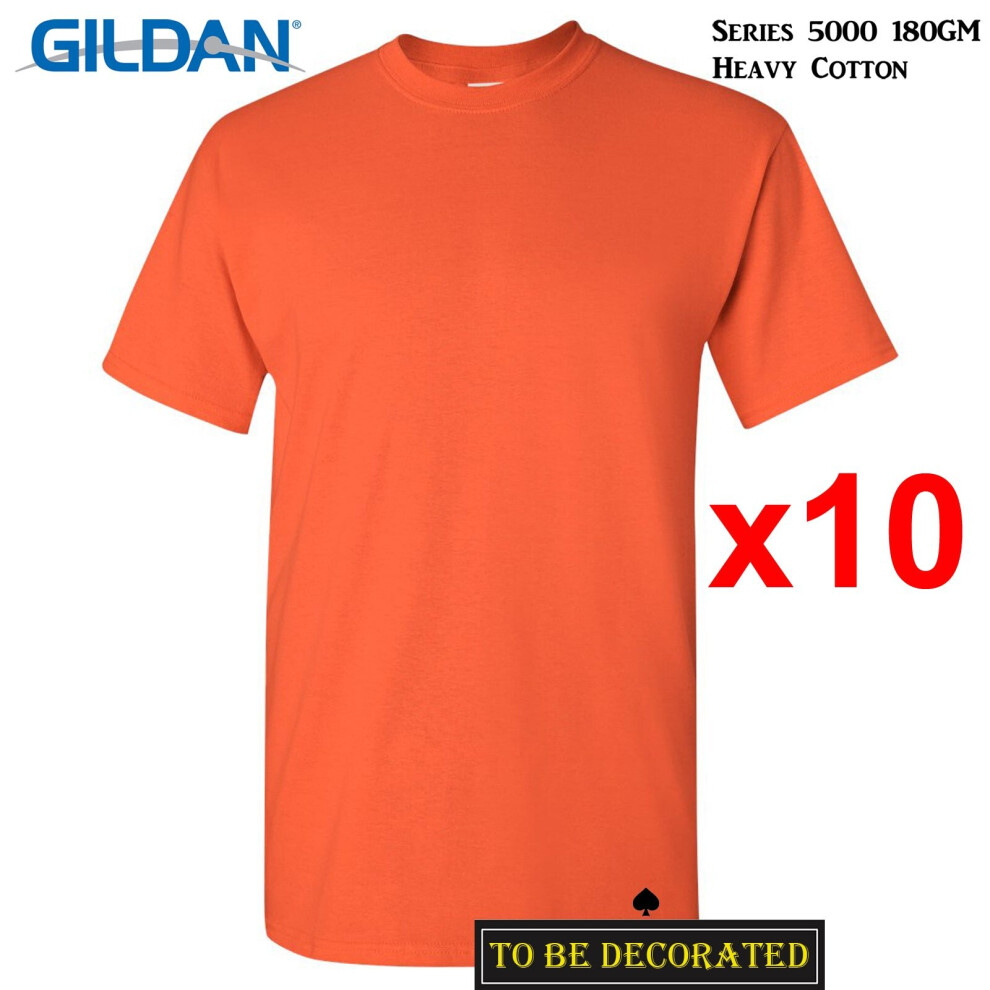 (M) 10 Packs Gildan T-SHIRT Basic Tee S - 5XL Small Big Men Heavy Cotton (Orange)