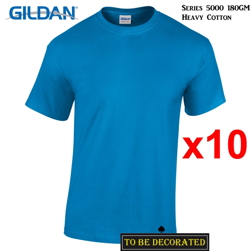 (L) 10 Packs Gildan T-SHIRT Basic Tee S - 5XL Small Big Men Heavy Cotton (Sapphire)