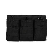 (Black) Triple Mag Pouch Tactical Magazine Pouch Military Molle Ammo Bag With Open Top