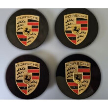 (Black-65mm) 4pcs Porsche Wheel Centre Caps Cover 65MM Hub Badge Emblem Protector