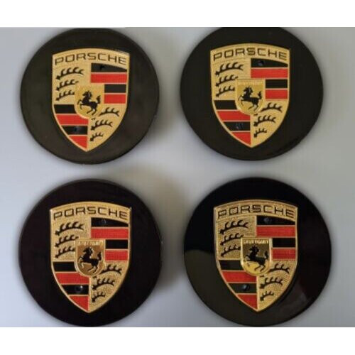 (Black-65mm) 4pcs Porsche Wheel Centre Caps Cover 65MM Hub Badge Emblem Protector