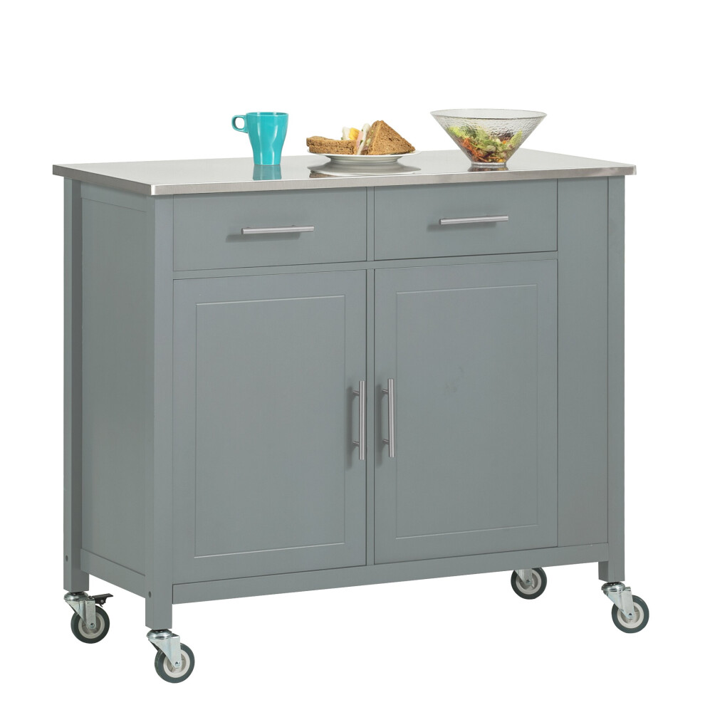 SoBuy FKW108-HG, Kitchen Storage Trolley &Stainless Steel Worktop,Grey