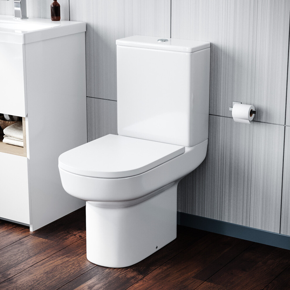 Anna Stylish Round Rimless Close Coupled Toilet With Soft Close Seat