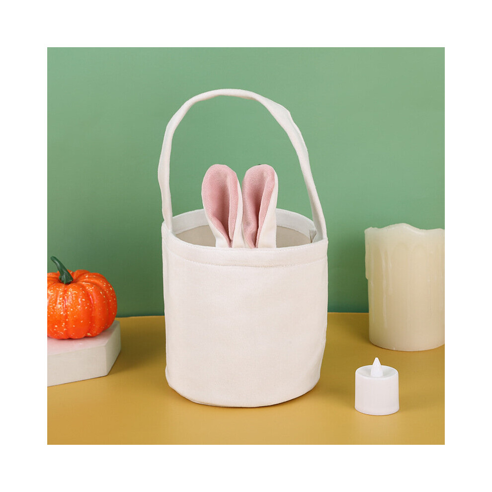 (White) 5PCS Easter Basket Easter Gift Bags, Reusable Easter Bunny Bag