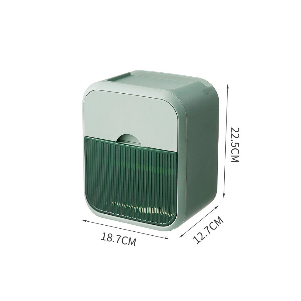 (Green) Wall mounted tissue box with one drawer