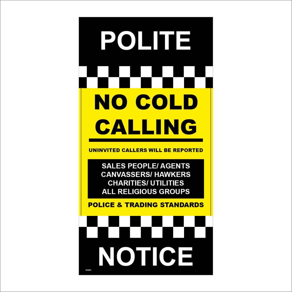 (100 x 200mm - 4 x 8, C - Dibond / Composite Aluminium) GG055 Polite Notice No Cold Calling Sign Black Yellow Not Wanted Door People 300mm x 600mm B --image-OPC-PBB8NCW-NEW