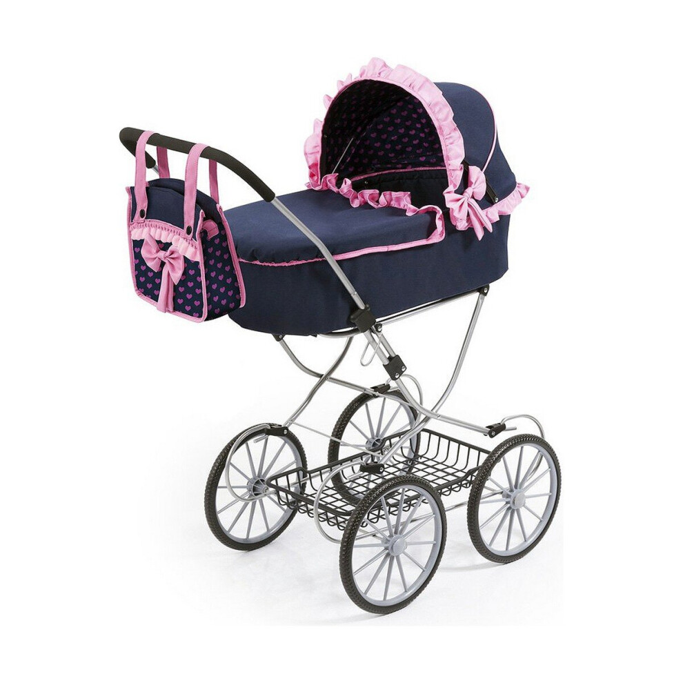 Photos - Doll Accessories Doll Stroller Reig Dolls Pram Navy Blue 64 cm