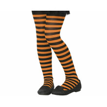Children's orange and black striped tights