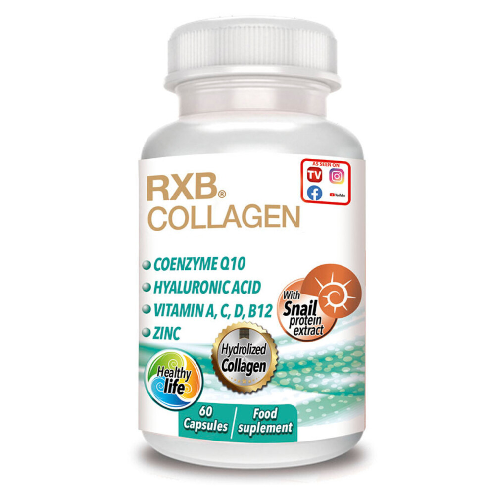 Multi Collagen Protein RXB Collagen, 60 tablets, A complete formula, Hydrolyzed Collagen with snail protein extract, Vitamins A,C, D & B12.