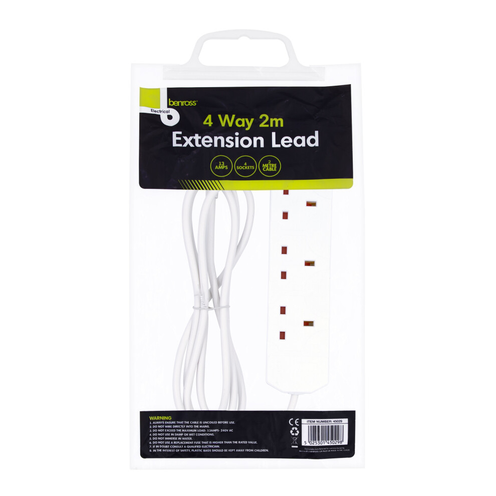 (2 Metres) Benross 4-Way Extension Leads / 13 Amps 5025301450298