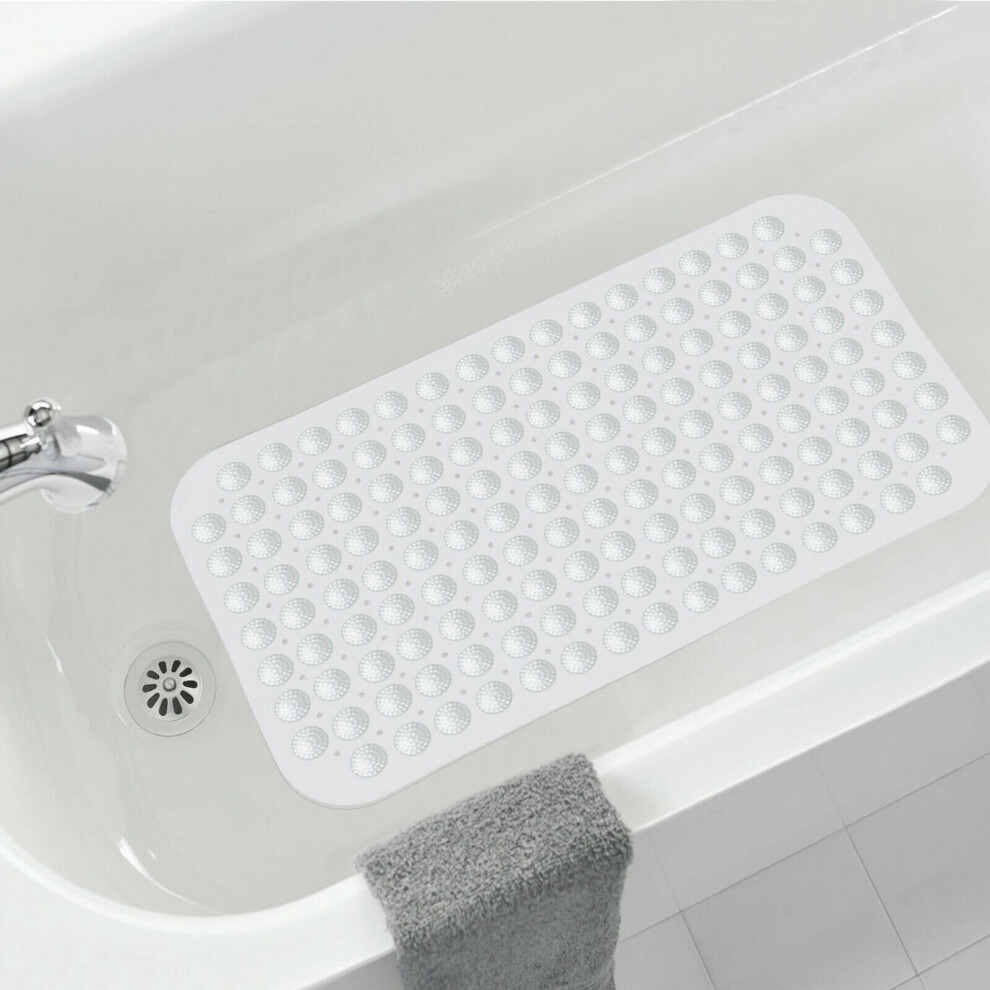 (38 x 70 cm, White) Non Slip Bath Mat Washable Heavy Duty Bath Tub Shower Mat