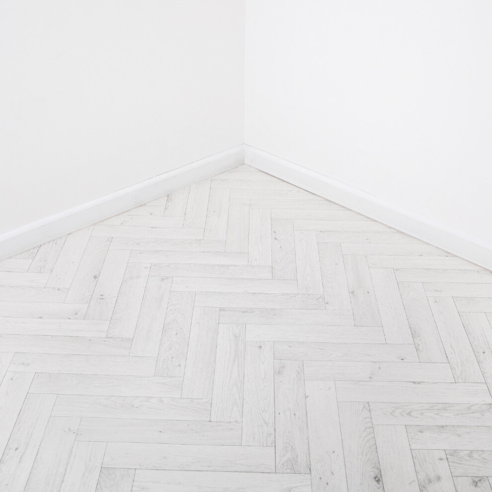 (2m, 2m) White Oak Parquet Stylish Lino Vinyl Roll Flooring