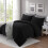 (SINGLE, BLACK) Plain Duvet Quilt Covers Reversible Bedding Set 11