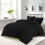 (SINGLE, BLACK) Plain Duvet Quilt Covers Reversible Bedding Set 6
