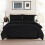 (SINGLE, BLACK) Plain Duvet Quilt Covers Reversible Bedding Set 4