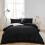 (SINGLE, BLACK) Plain Duvet Quilt Covers Reversible Bedding Set 1