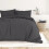 (DOUBLE, CHARCOAL) Plain Duvet Quilt Covers Reversible Bedding Set 5