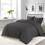 (DOUBLE, CHARCOAL) Plain Duvet Quilt Covers Reversible Bedding Set 4