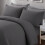 (DOUBLE, CHARCOAL) Plain Duvet Quilt Covers Reversible Bedding Set 3
