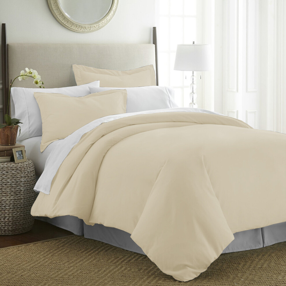 Aspire Homeware (Double, ) Plain Duvet Quilt Covers Reversible Bedding Set Cream
