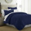 (SINGLE, NAVY) Plain Duvet Quilt Covers Reversible Bedding Set 2