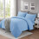 (DOUBLE, LIGHT BLUE) Plain Duvet Quilt Covers Reversible Bedding Set 4