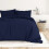 (SINGLE, NAVY) Plain Duvet Quilt Covers Reversible Bedding Set 5