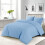 (SINGLE, LIGHT BLUE) Plain Duvet Quilt Covers Reversible Bedding Set 5