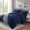 (SINGLE, NAVY) Plain Duvet Quilt Covers Reversible Bedding Set 3