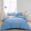 (SINGLE, LIGHT BLUE) Plain Duvet Quilt Covers Reversible Bedding Set 1