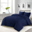 (SINGLE, NAVY) Plain Duvet Quilt Covers Reversible Bedding Set 4