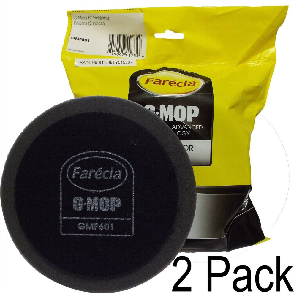 Farecla G Mop GMF601 2 x 6" 150mm Black Finishing HookNLoop Soft Foam Pads