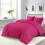 (KING, PINK) Plain Duvet Quilt Covers Reversible Bedding Set 5