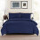 (SINGLE, NAVY) Plain Duvet Quilt Covers Reversible Bedding Set 1
