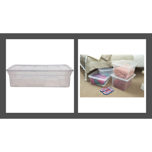36cm Storage Box Spacemaster Clear Plastic Stackable 2