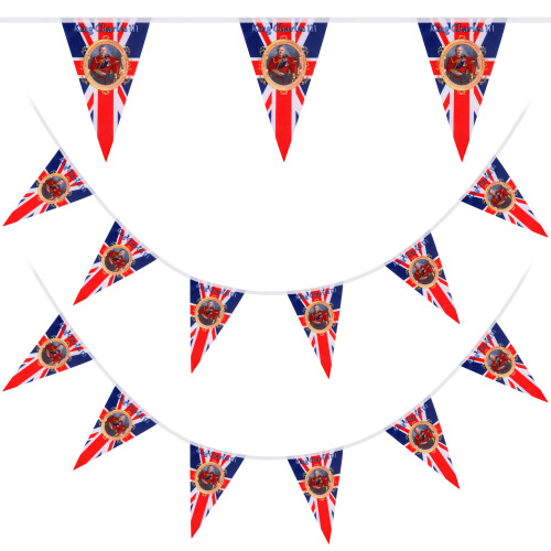 TRIXES 6M Triangle Flags Union Jack King Charles III Bunting 1