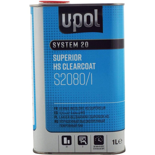 U-Pol S2080 2K HS Acrylic Clearcoat Lacquer + Extra Fast Hardener 1.5lt Kit Upol 2
