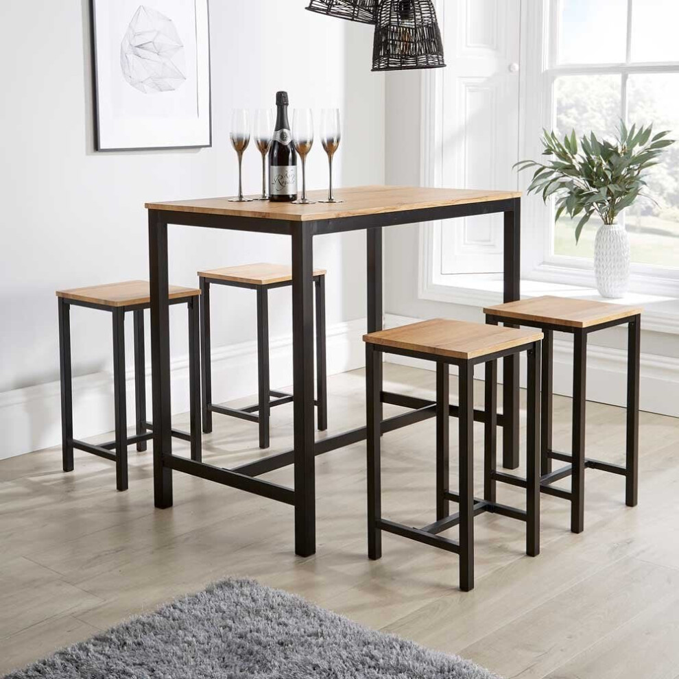Home Source Nicosia Table and 4 Bar Stool Dining Set